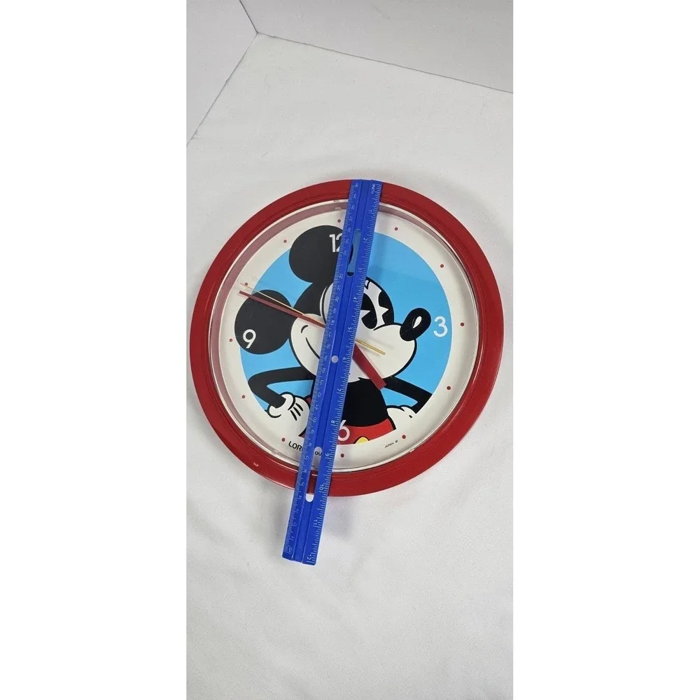 Disney Mickey Mouse Lorus Quartz Wall Clock Red Frame Japan Tested & Works‎